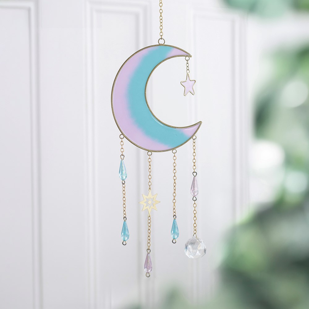 Iridescent Crescent Moon Suncatcher Serenity healing gifts