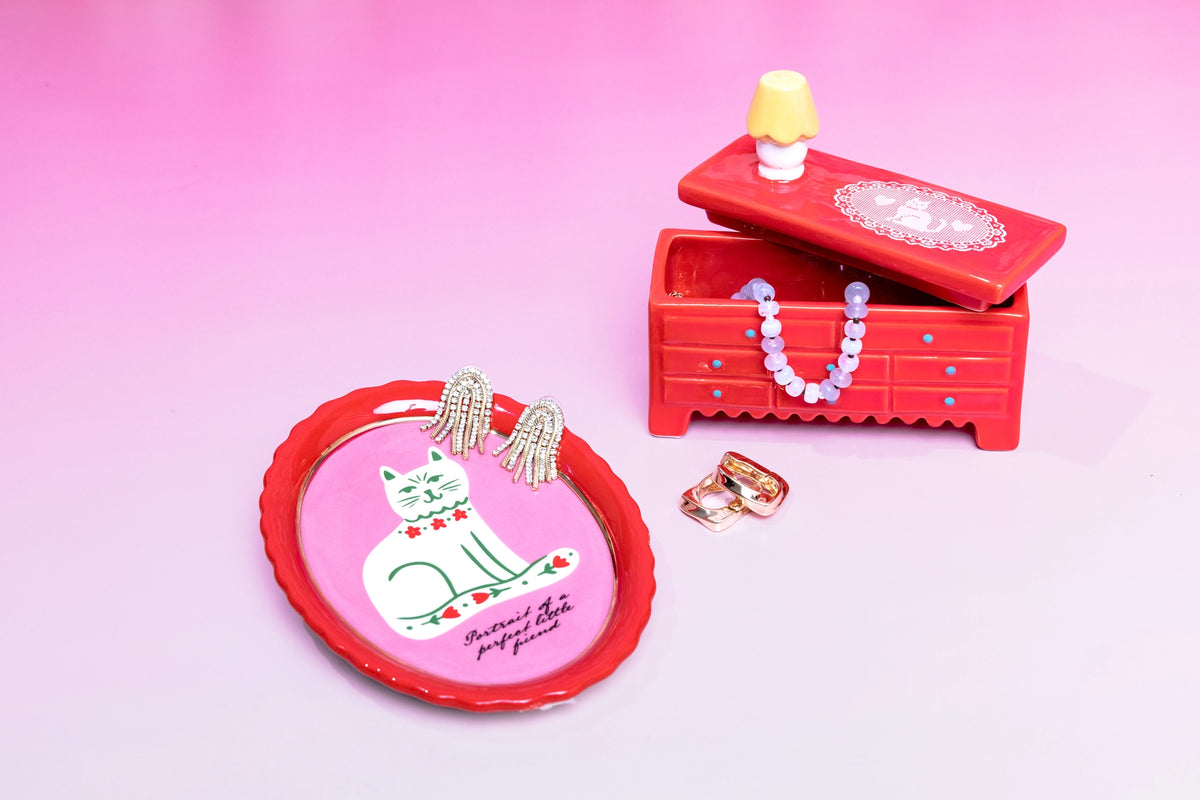 Oval cat trinket dish Serenity healing gifts