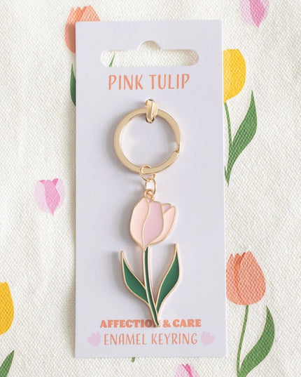 Pink tulip Keyring
