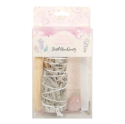 Smudge kit with rose quartz crystal Serenity healing gifts