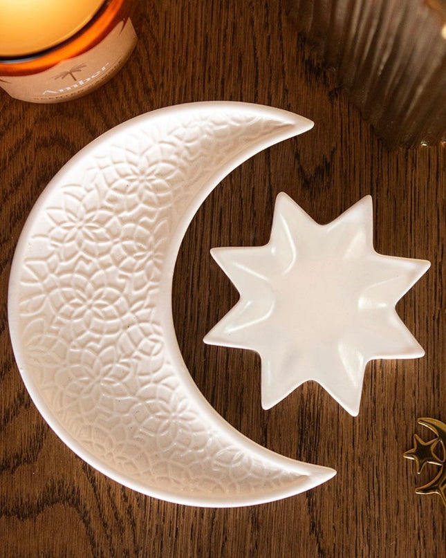 Crescent moon and star trinket dish