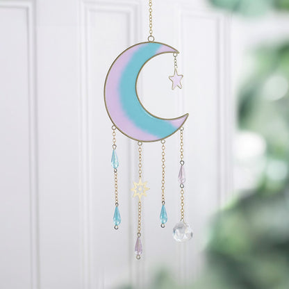 Iridescent Crescent Moon Suncatcher Serenity healing gifts