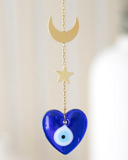 All seeing eye glass heart hanging decoration