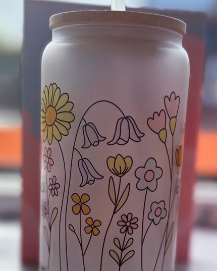 Be A Wildflower 16oz Glass Tumblr