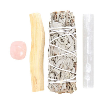 Smudge kit with rose quartz crystal Serenity healing gifts