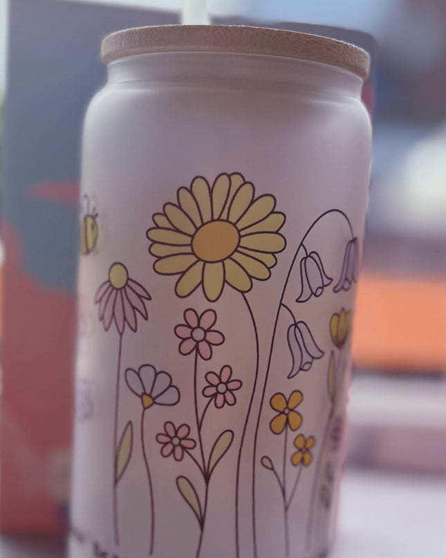 Be A Wildflower 16oz Glass Tumblr
