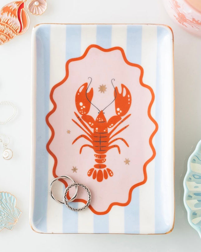 Striped lobster trinket dish