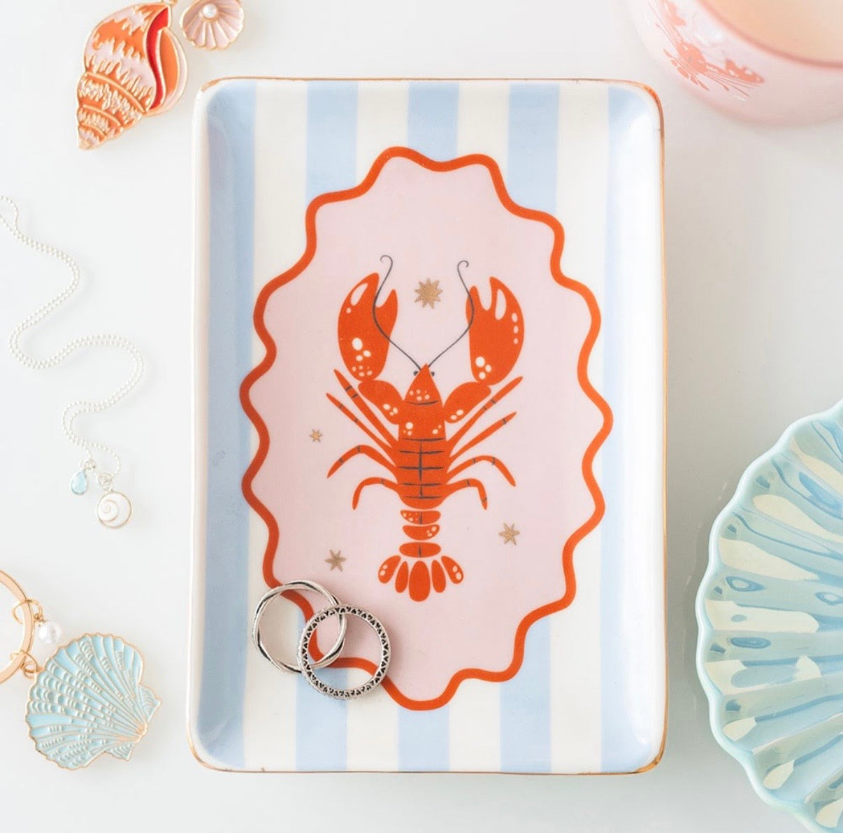 Striped lobster trinket dish
