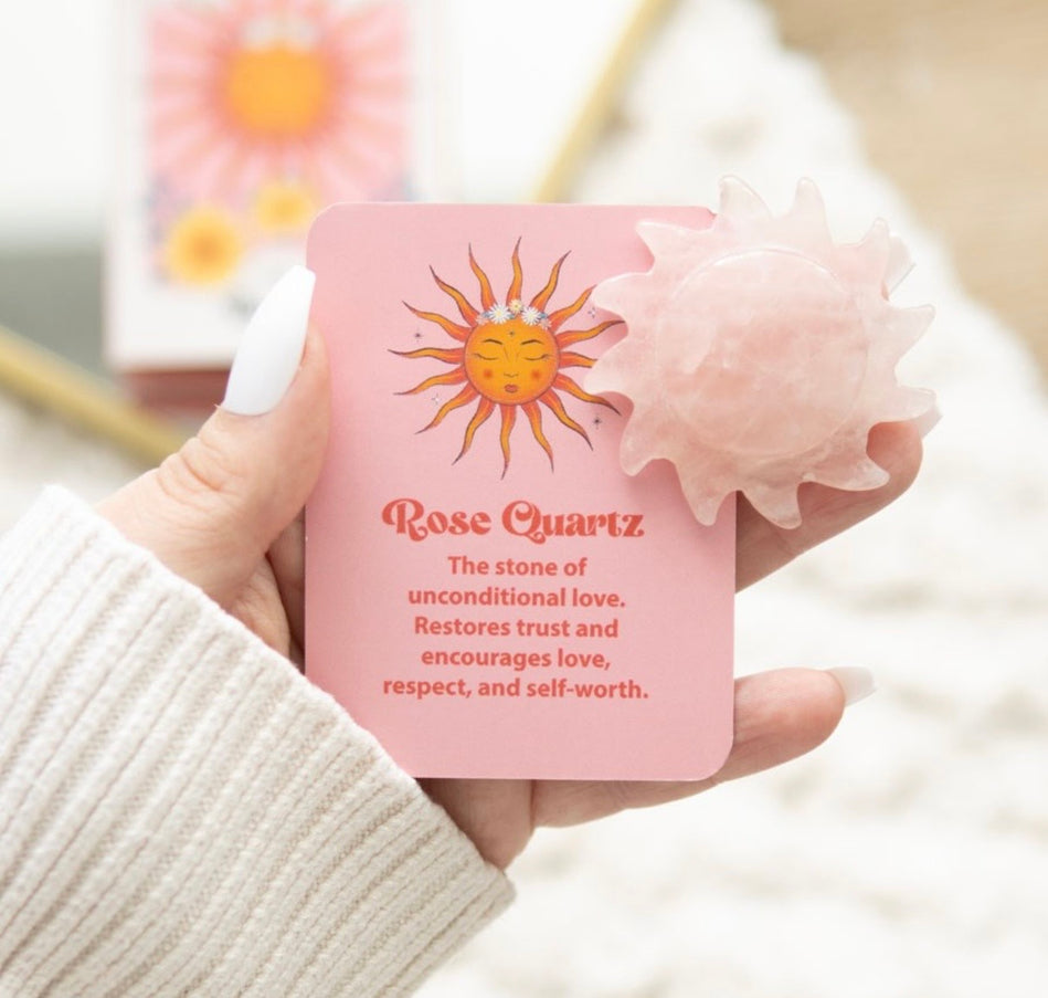 Rose quartz crystal sun keepsake