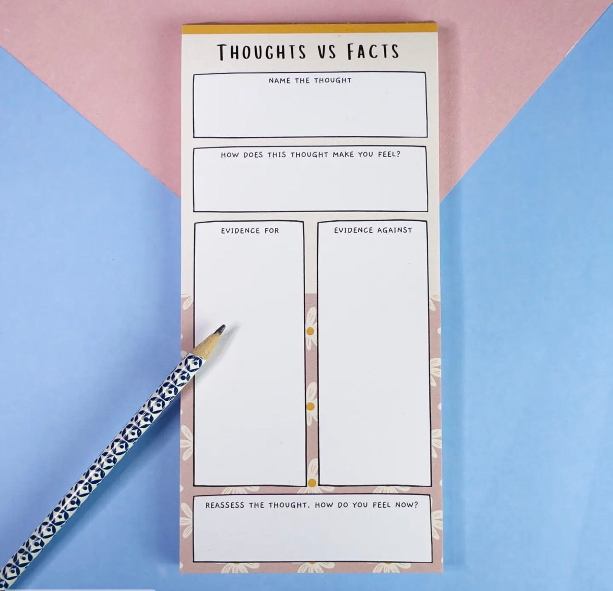 Thoughts vs Facts Notepad - Challenge Negative Thoughts Serenity healing gifts