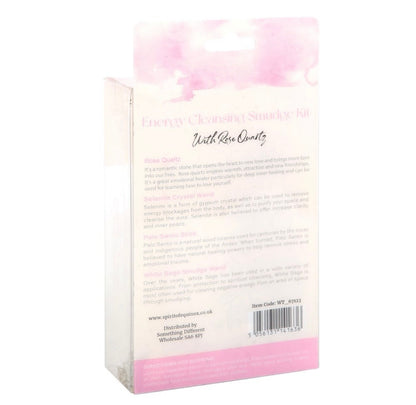Smudge kit with rose quartz crystal Serenity healing gifts