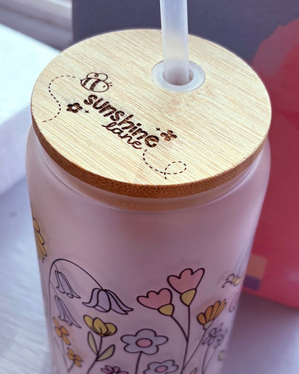 Be A Wildflower 16oz Glass Tumblr