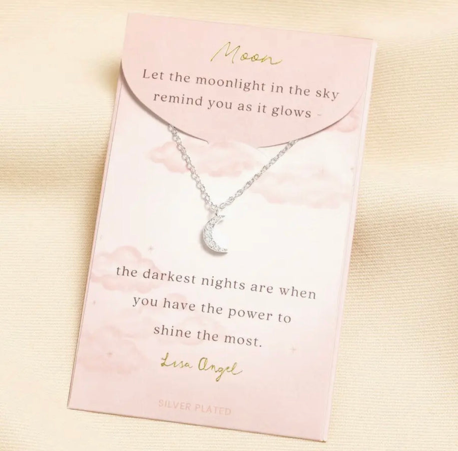 Silver Moon Carded Necklace