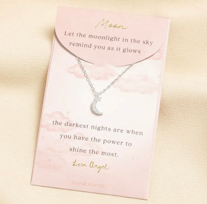Silver Moon Carded Necklace