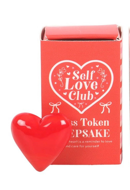 Self love heart glass token