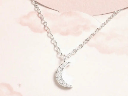 Silver Moon Carded Necklace