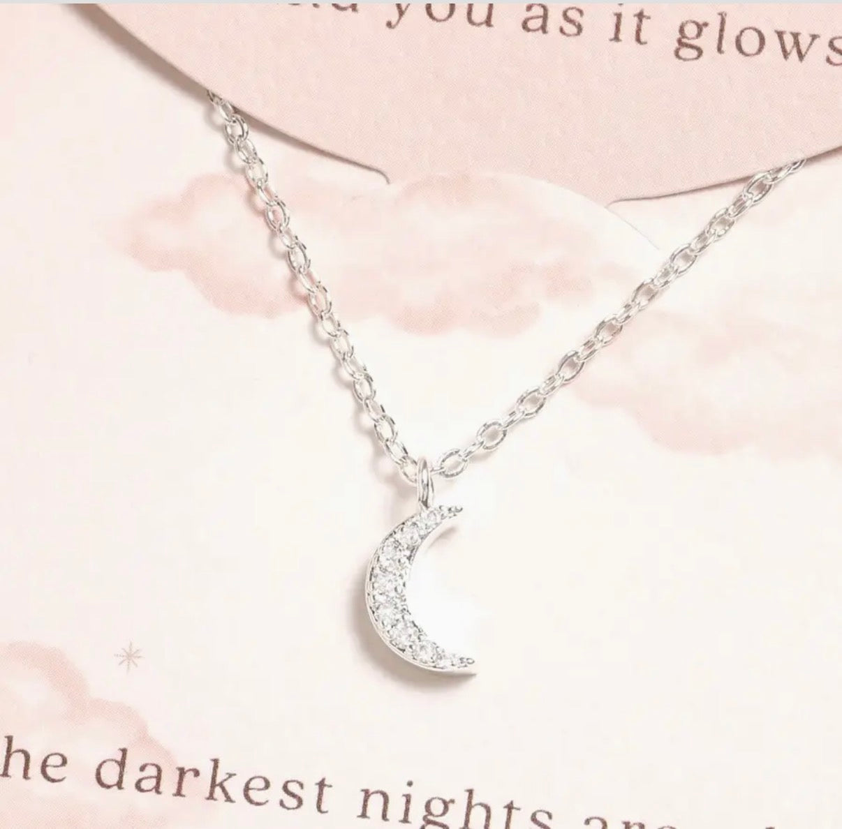 Silver Moon Carded Necklace