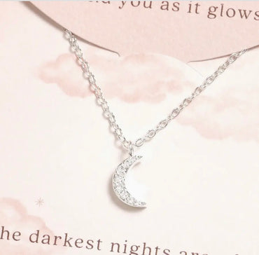 Silver Moon Carded Necklace