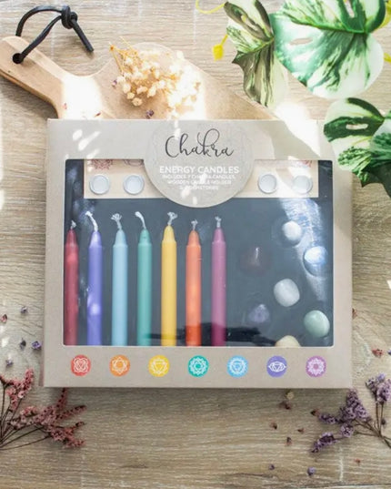Chakra Energy Candle and Crystal Gift Set
