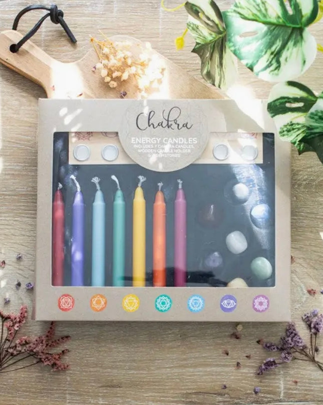 Chakra Energy Candle and Crystal Gift Set