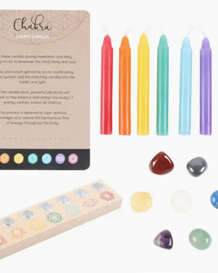 Chakra Energy Candle and Crystal Gift Set