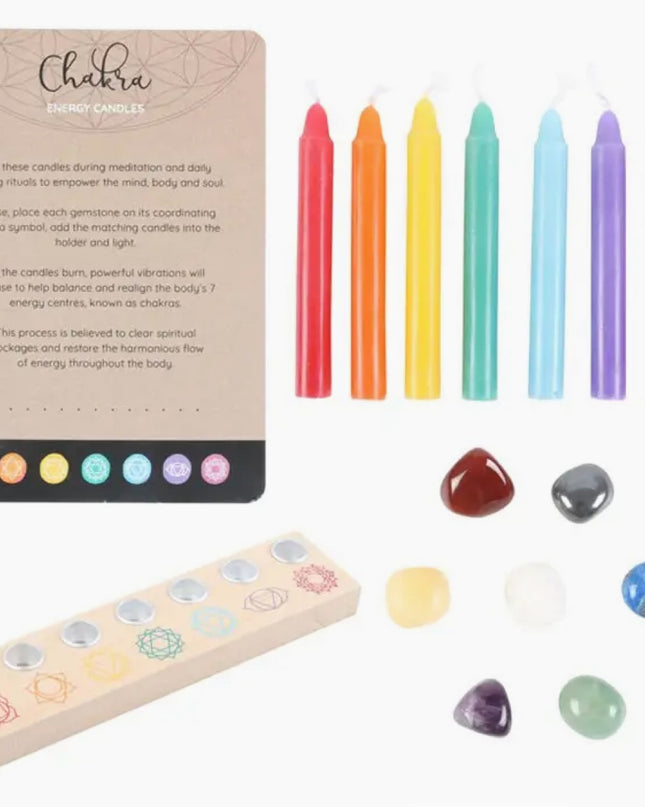 Chakra Energy Candle and Crystal Gift Set