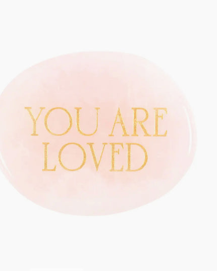 You Are Loved Rose Quartz Crystal Palm Stone