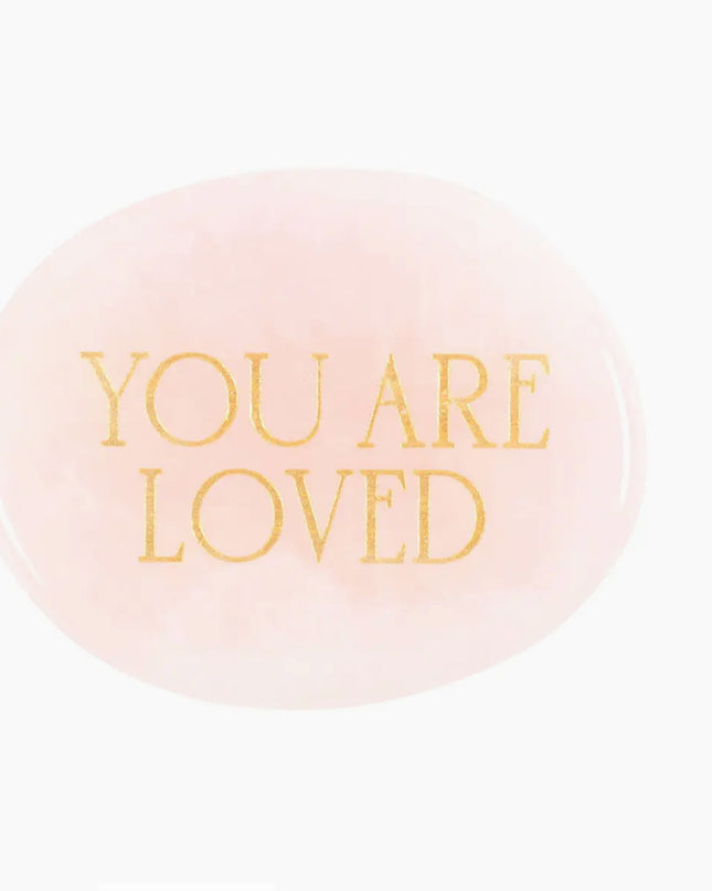 You Are Loved Rose Quartz Crystal Palm Stone