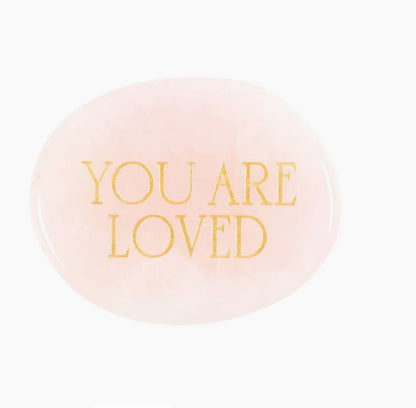 You Are Loved Rose Quartz Crystal Palm Stone