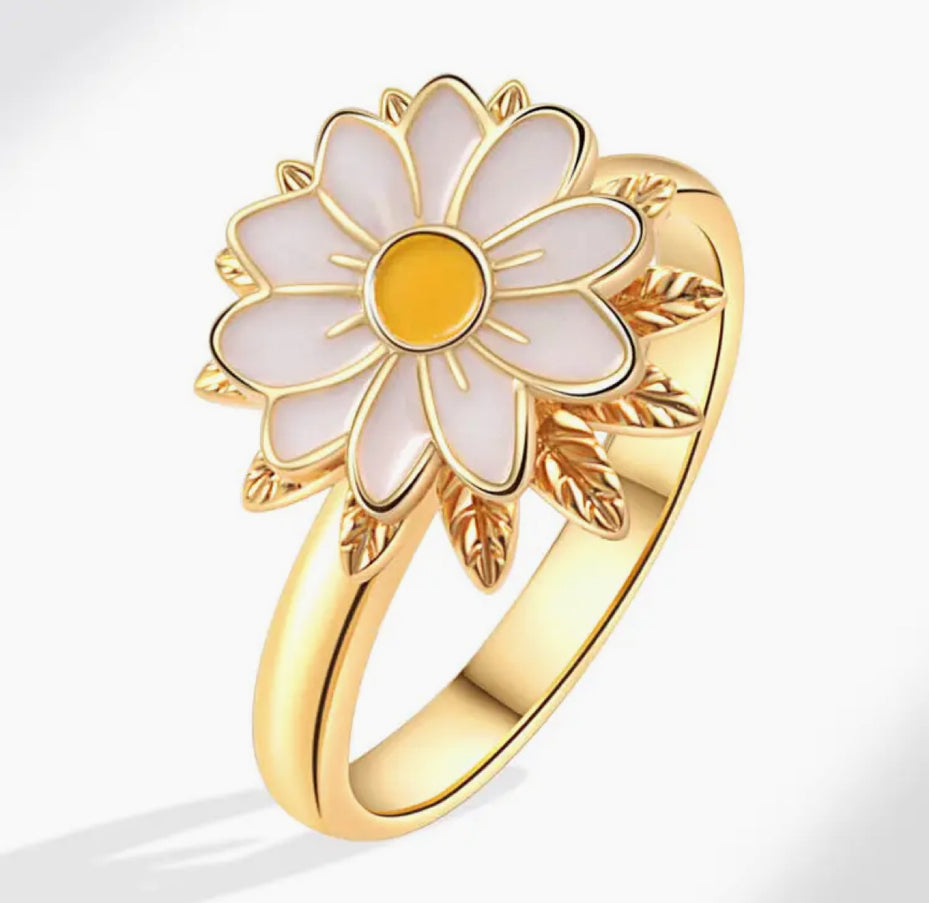 Daisy Flower Fidget Spinner Ring