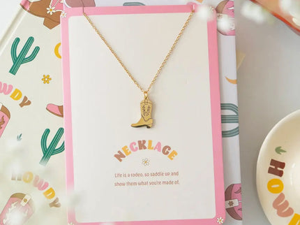 Cowboy Boot Necklace On Greeting Card