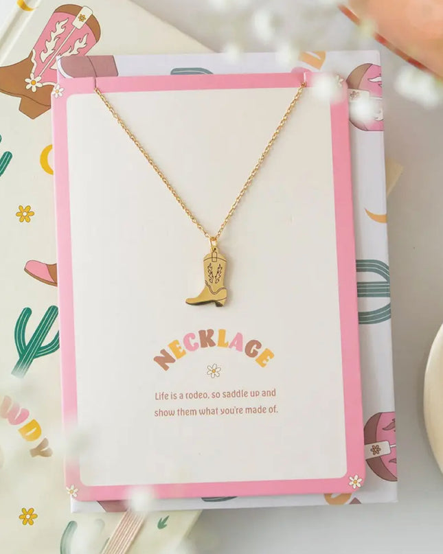 Cowboy Boot Necklace On Greeting Card