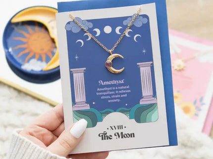 The Moon Celestial Amethyst Necklace Greeting Card