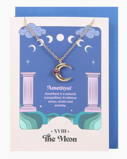 The Moon Celestial Amethyst Necklace Greeting Card