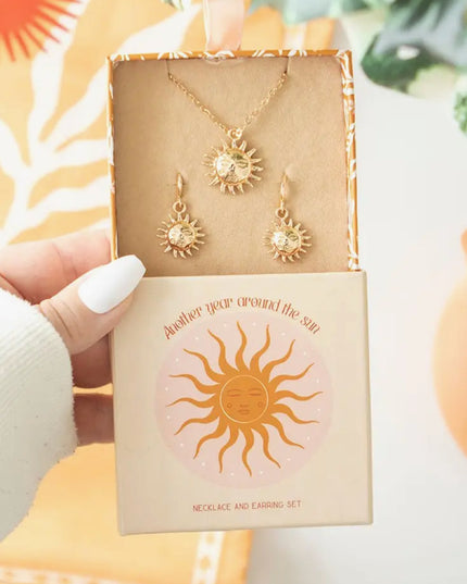 Sun Earring and Necklace Set