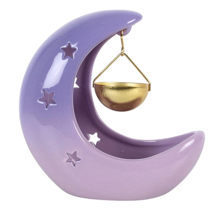 Purple Pastel Crescent Moon Hanging Oil Burner Serenity healing gifts